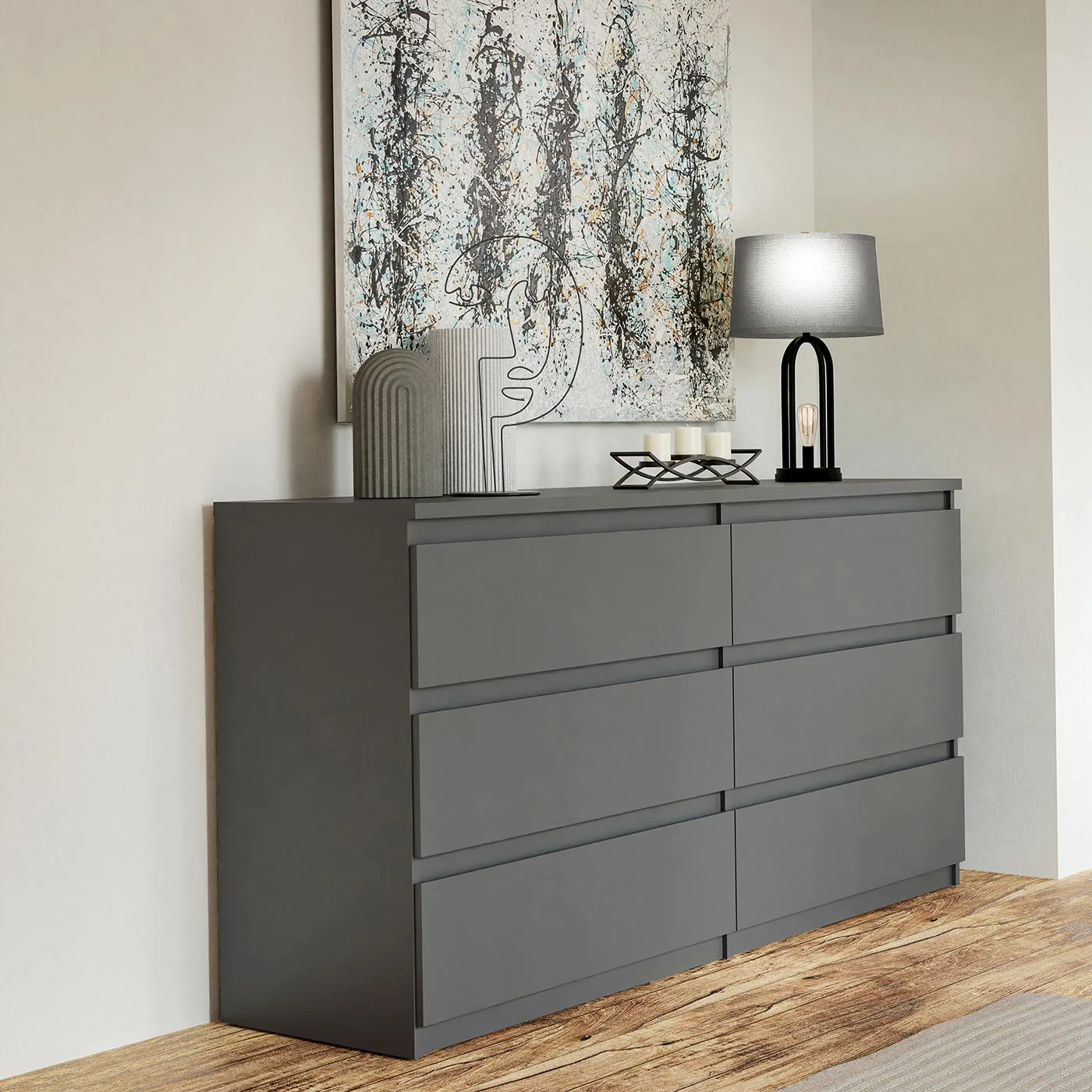 cassettiera grigia moderna scontata