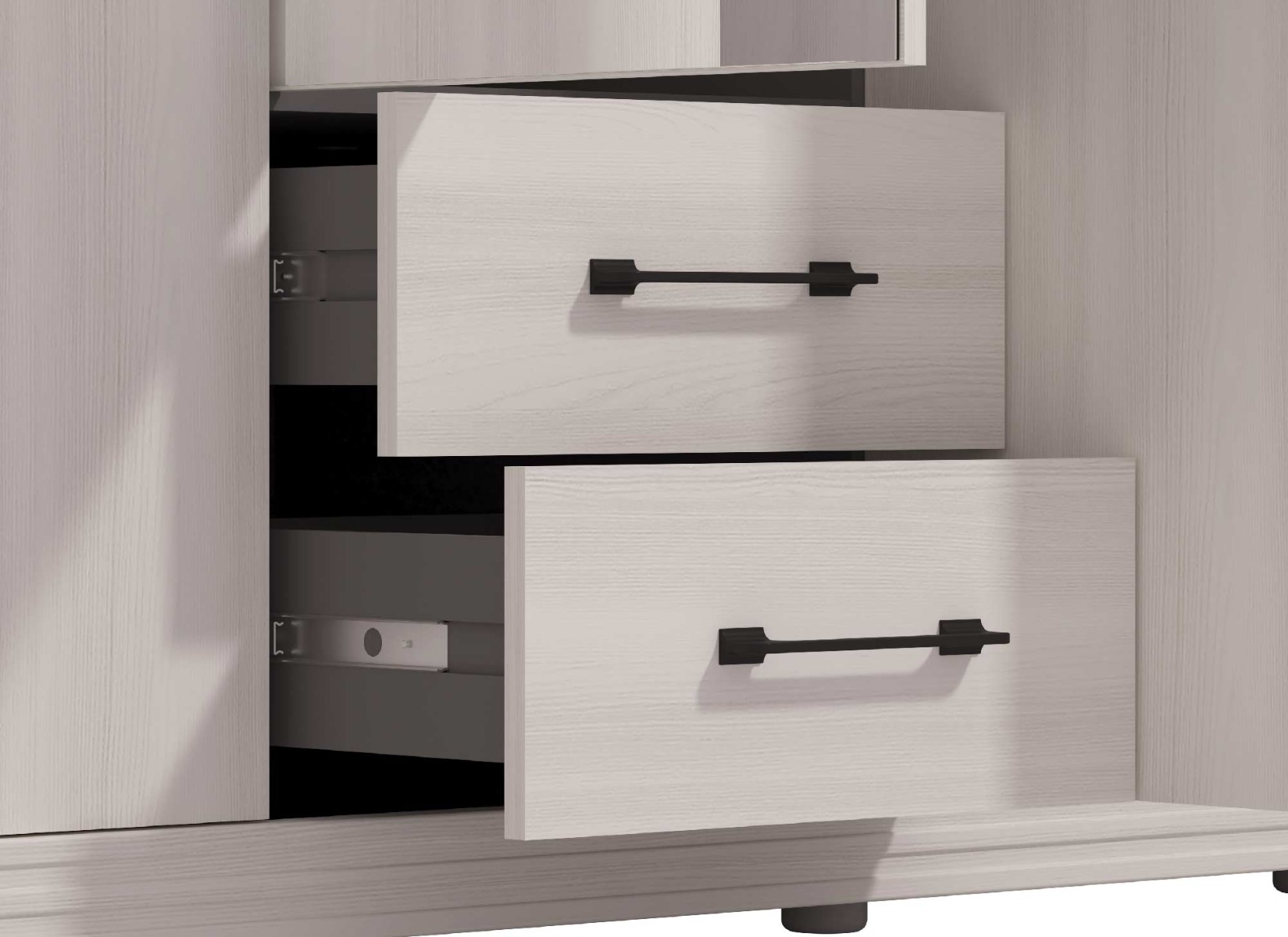 Nuovo Armadio di design battente, Bianco frassino con specchio centrale