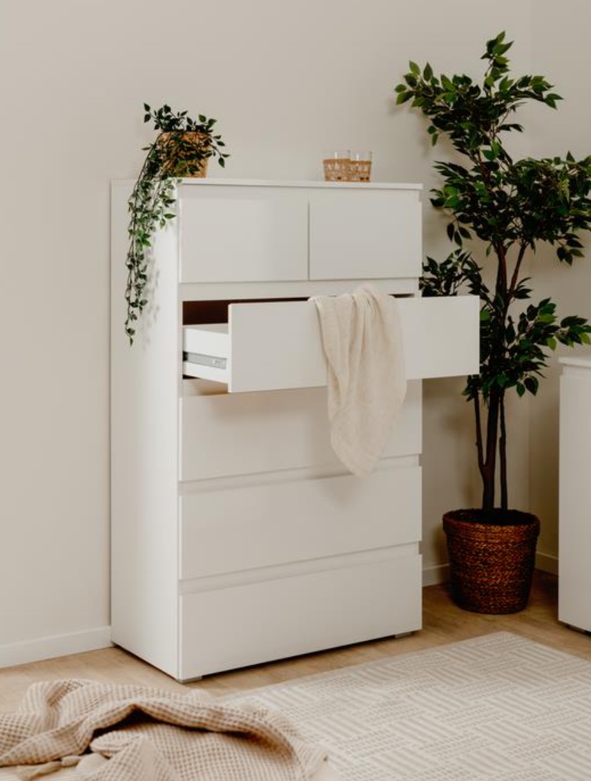 Composizione da ingresso moderna formata da Armadio, Settimino e Madia finitura Bianco lucido Zenzero Shop