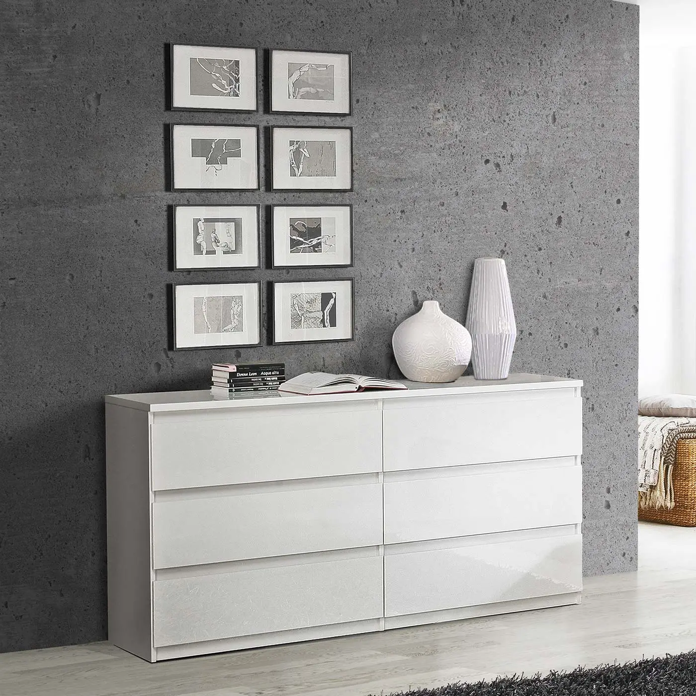 comò a 6 cassetti bianco