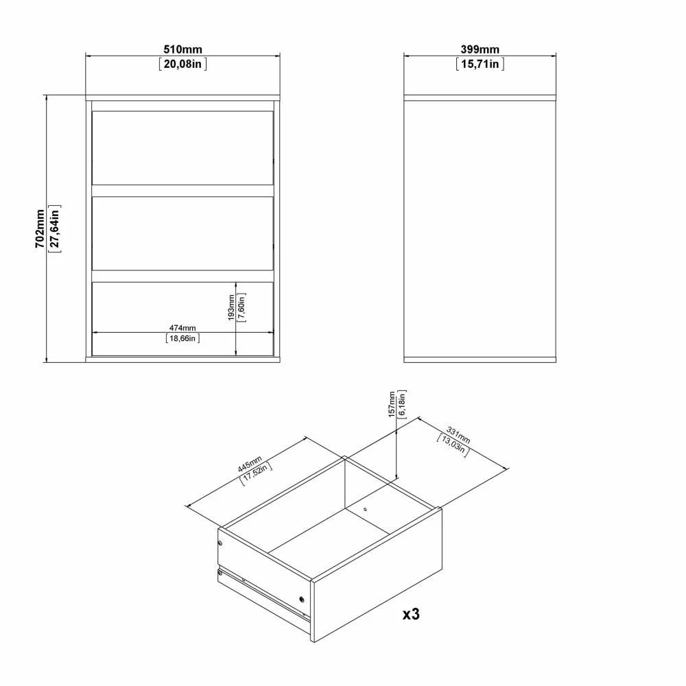 cassettiera con cassetti 