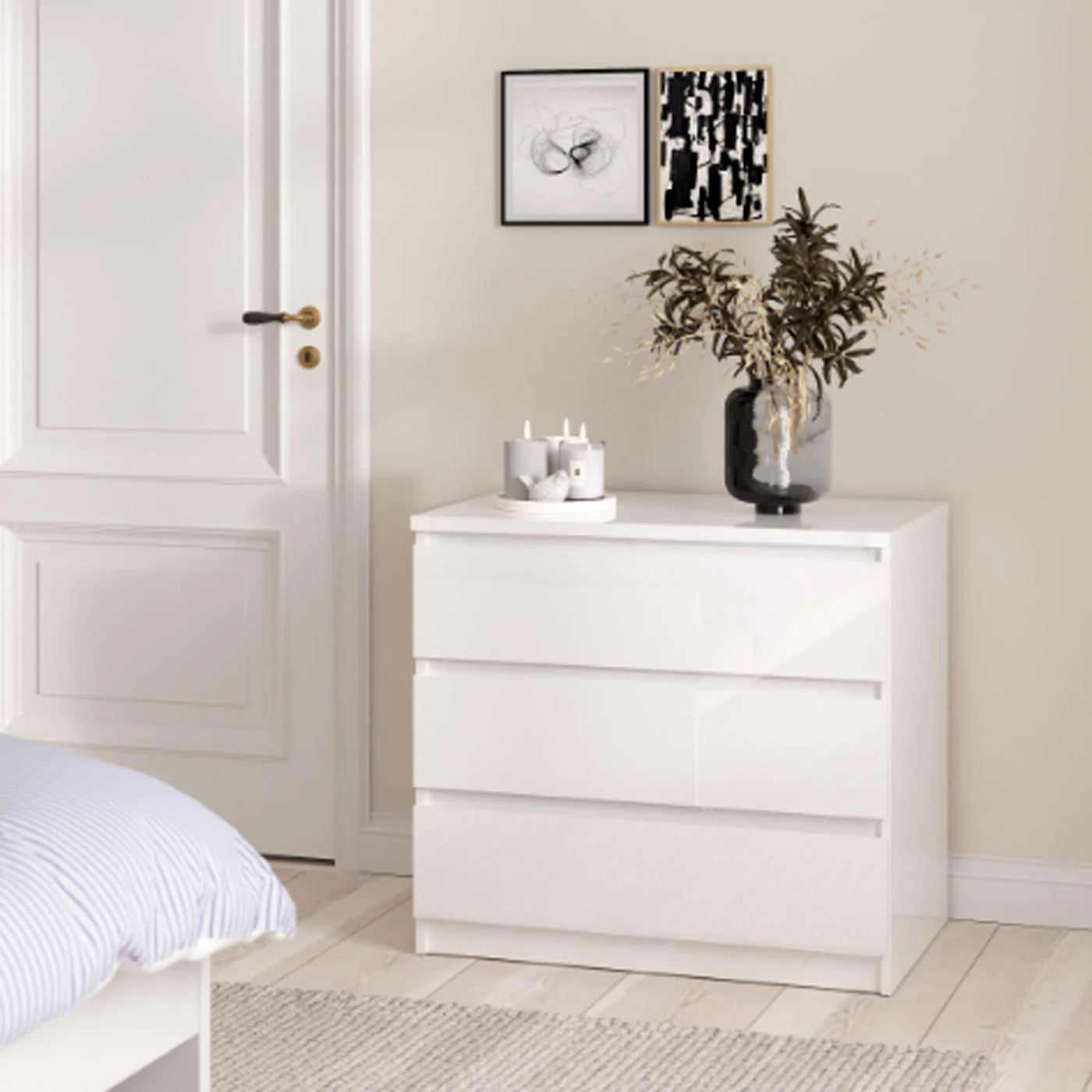 cassettiera bianco lucido