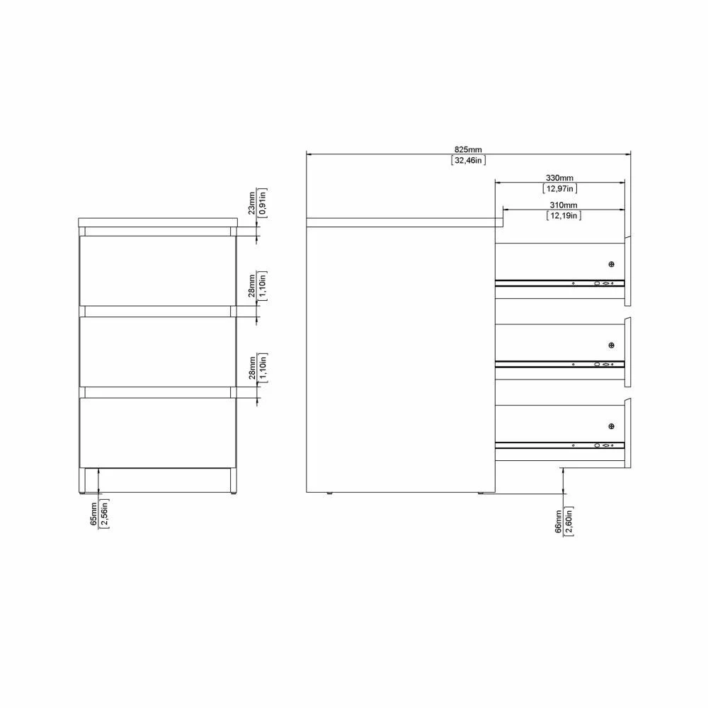 cassettiera bianca lucido