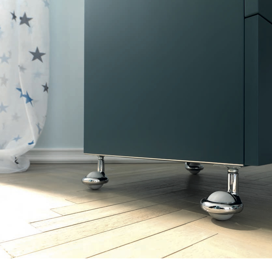 Cassettiera per camerette con 3 cassetti Moretti Compact, Pavone laccato