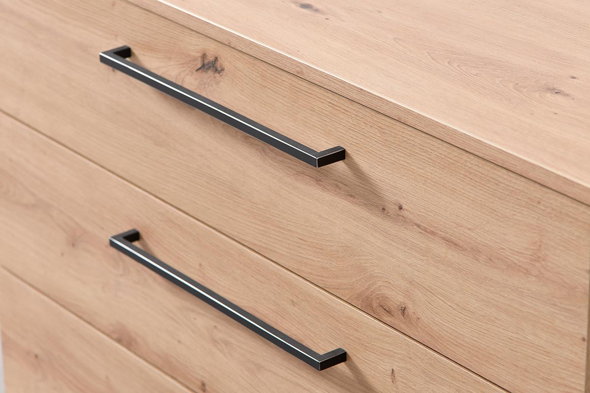 Cassettiera industry con 4 cassetti, finitura Rovere