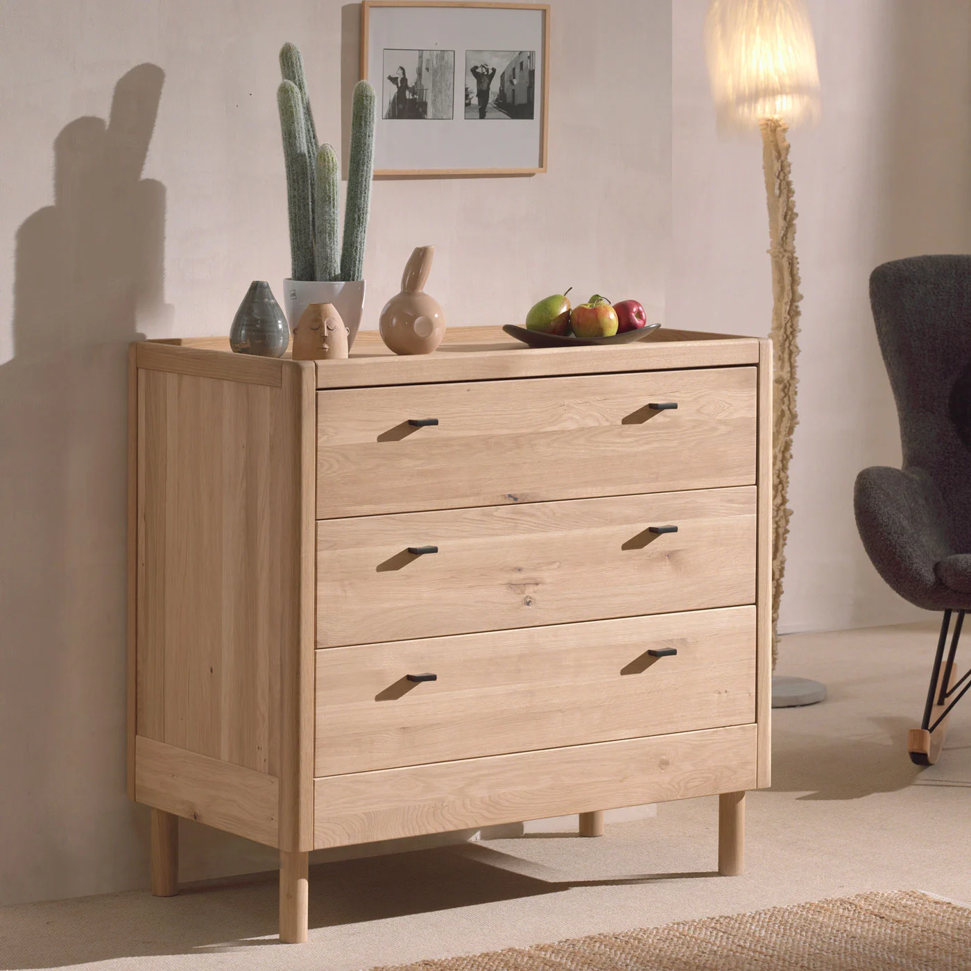 cassettiera in legno rovere 