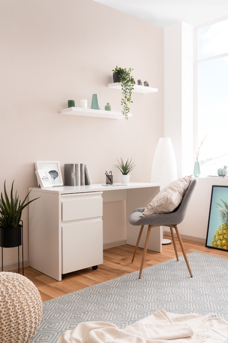 Elegante Scrivania moderna in finitura Bianco opaco