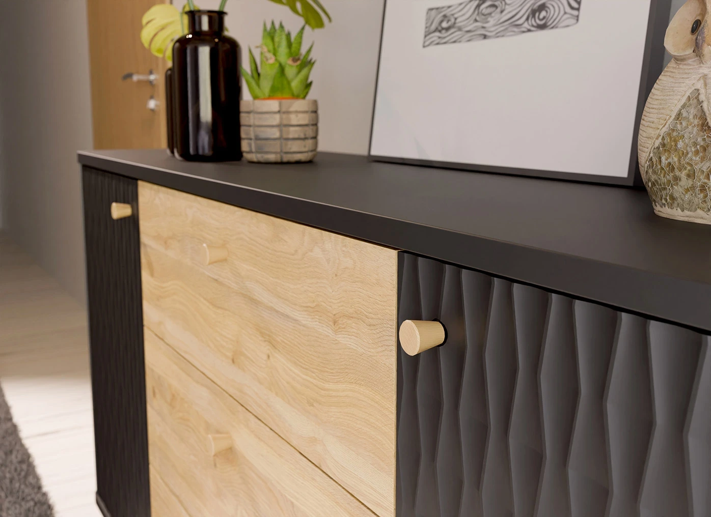 porta tv rovere e nero scontata