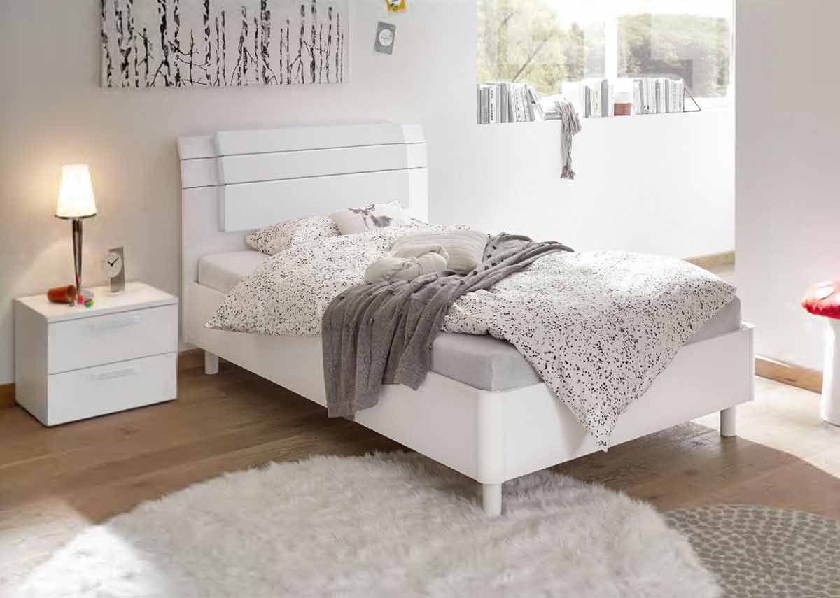 Cameretta 1 piazza e mezza bianco opaco con letto una piazza e mezza