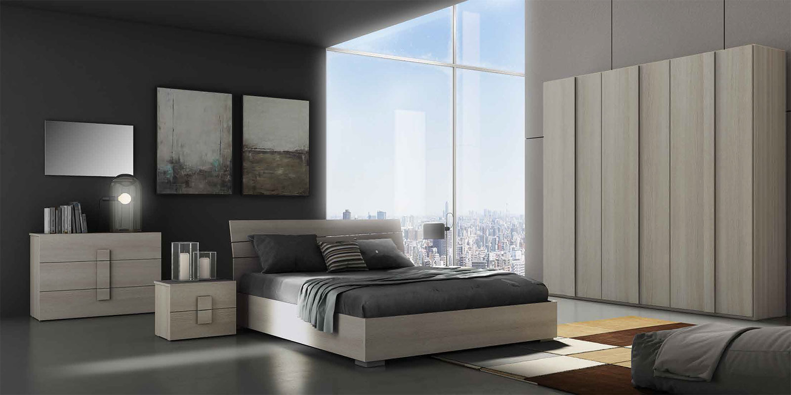 Camera matrimoniale completa Cicogna  in finitura Olmo 