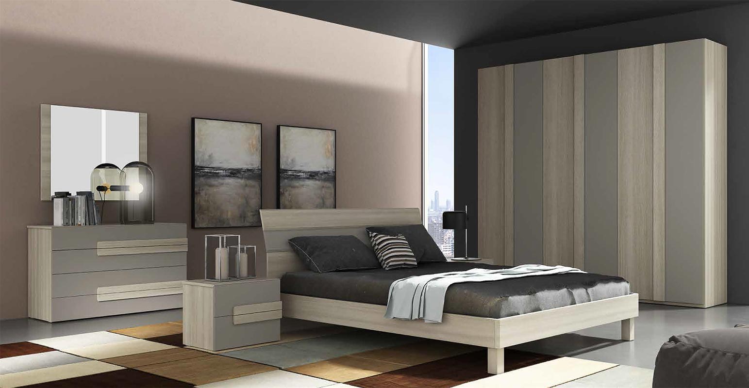 Camera matrimoniale completa Picchio in finitura Olmo e Tortora