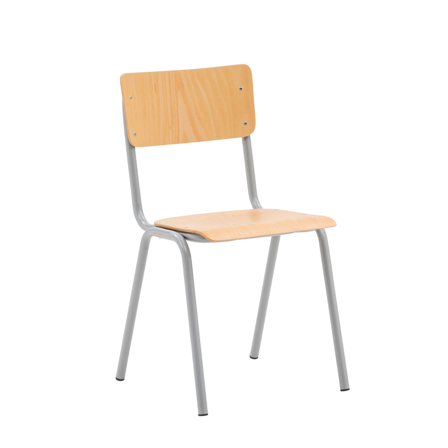 Sedia con fusto grigio con seduta e schienale grigio