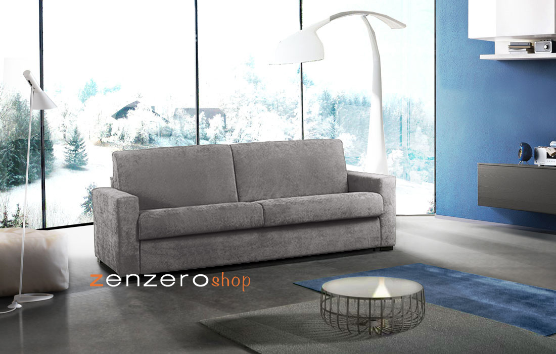 Divano letto modello Denali, sfoderabile a 3 posti maxi finitura Grigio cenere