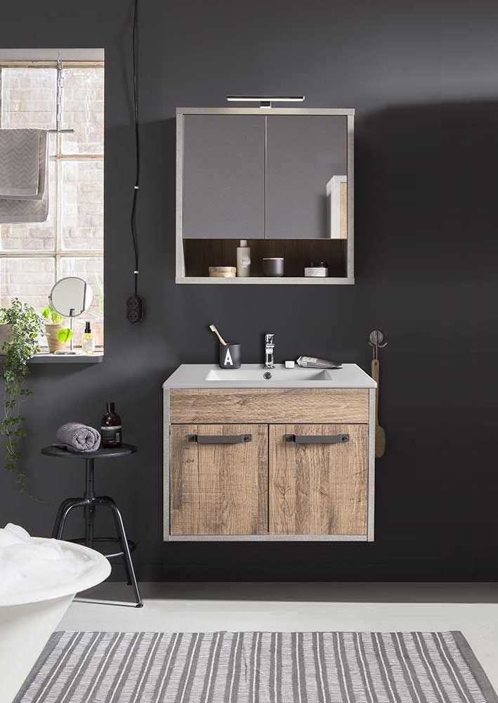 Mobile sospeso in Cemento e Rovere invecchiato