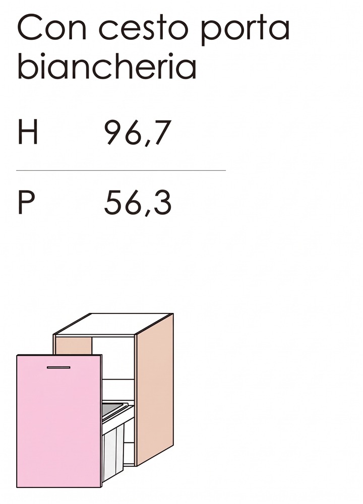 Coprilavatrice con cesto porta biancheria, finitura Blu opale, L.150