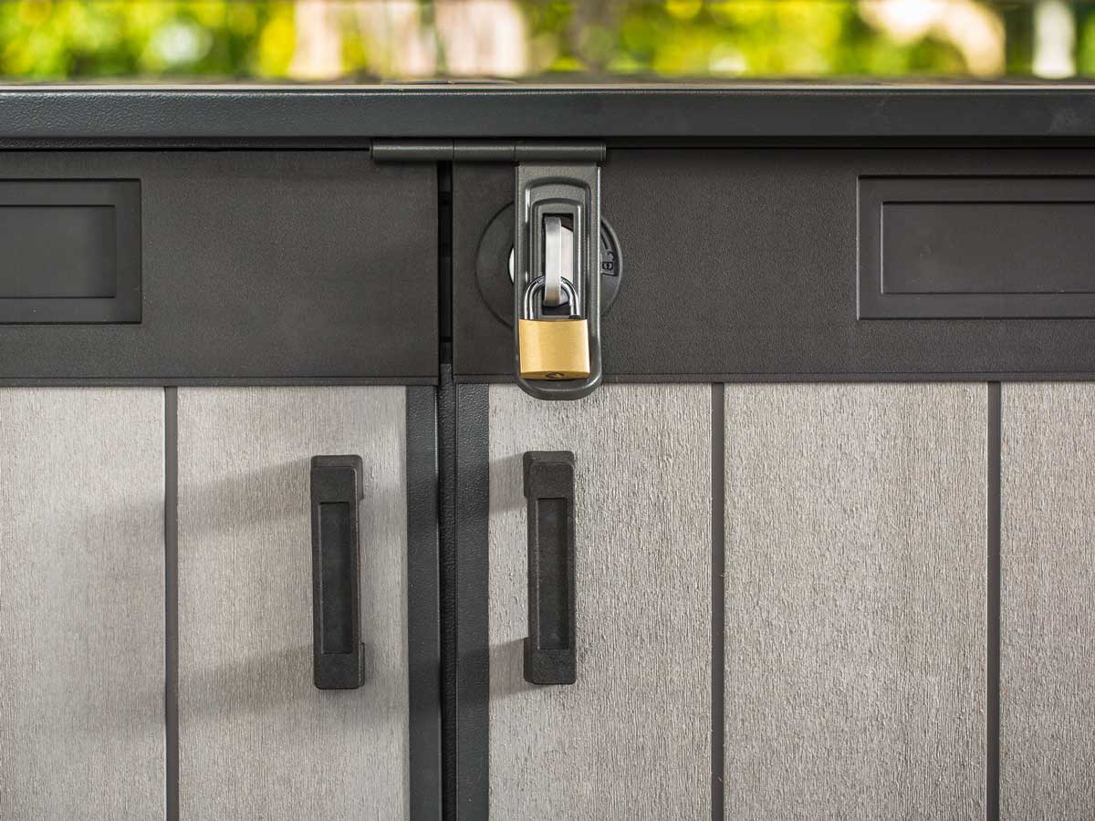 Baule da esterno Quercia, porta attrezzi per giardino, capacità 2020L