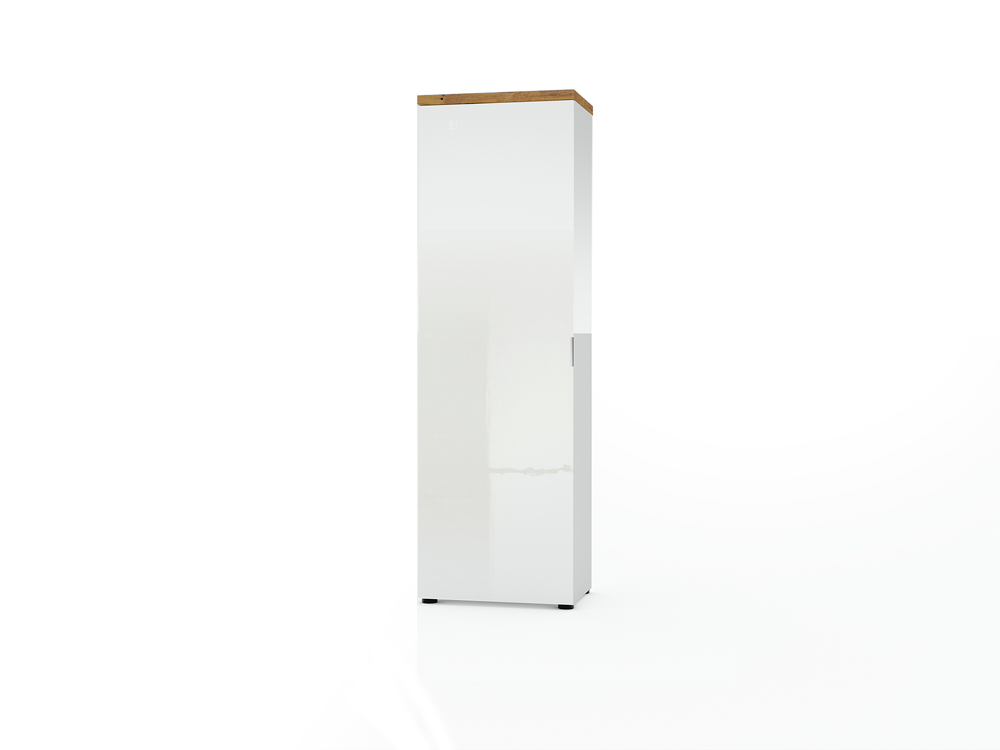 Guardaroba da ingresso, finitura Bianco laccato lucido e Castagno