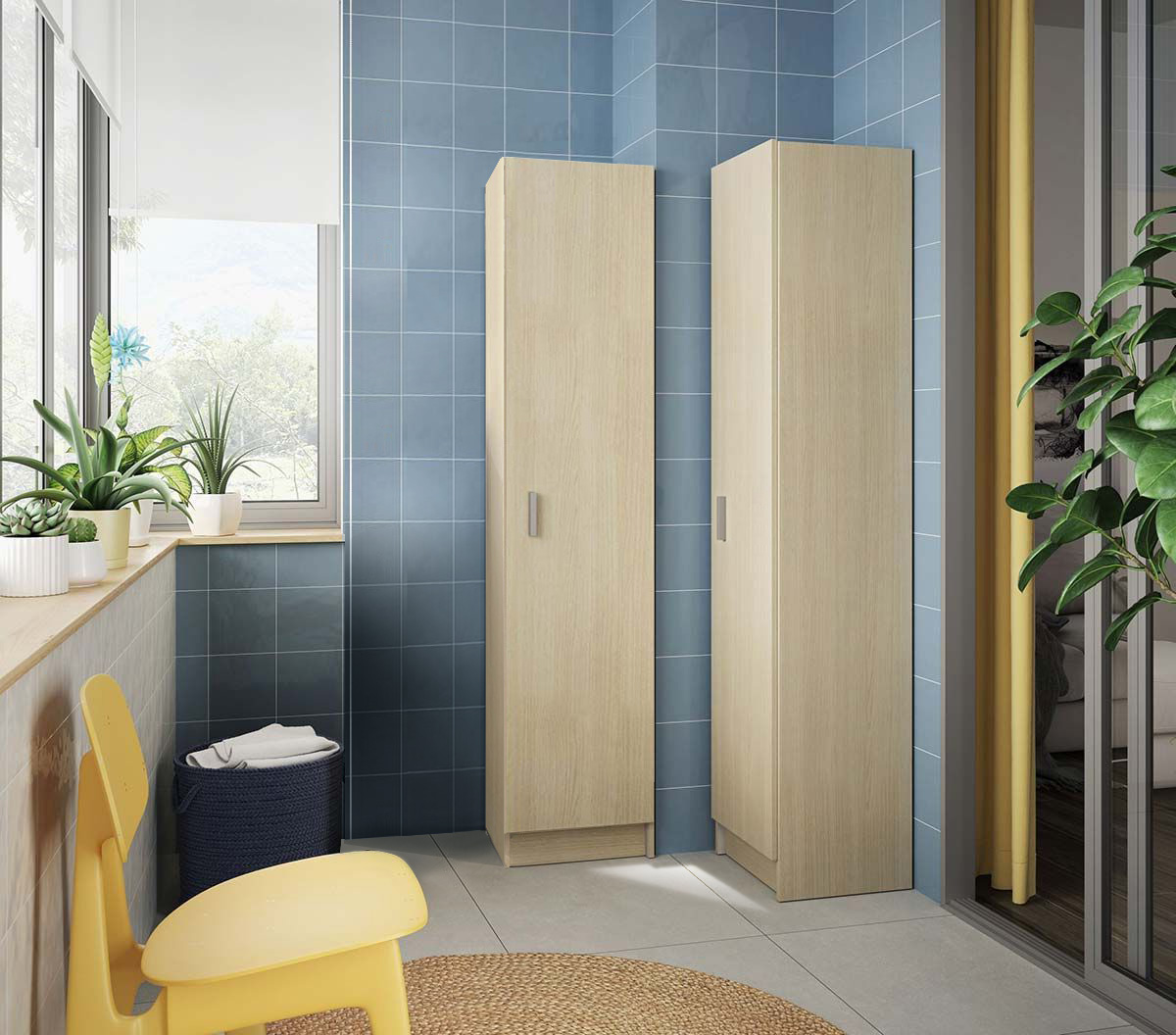 Colonna multiuso 1 anta, finitura Rovere chiaro 