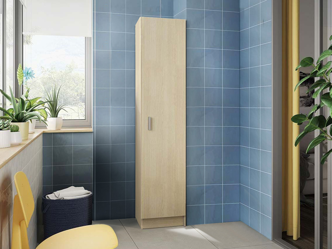 Colonna multiuso 1 anta, finitura Rovere chiaro 