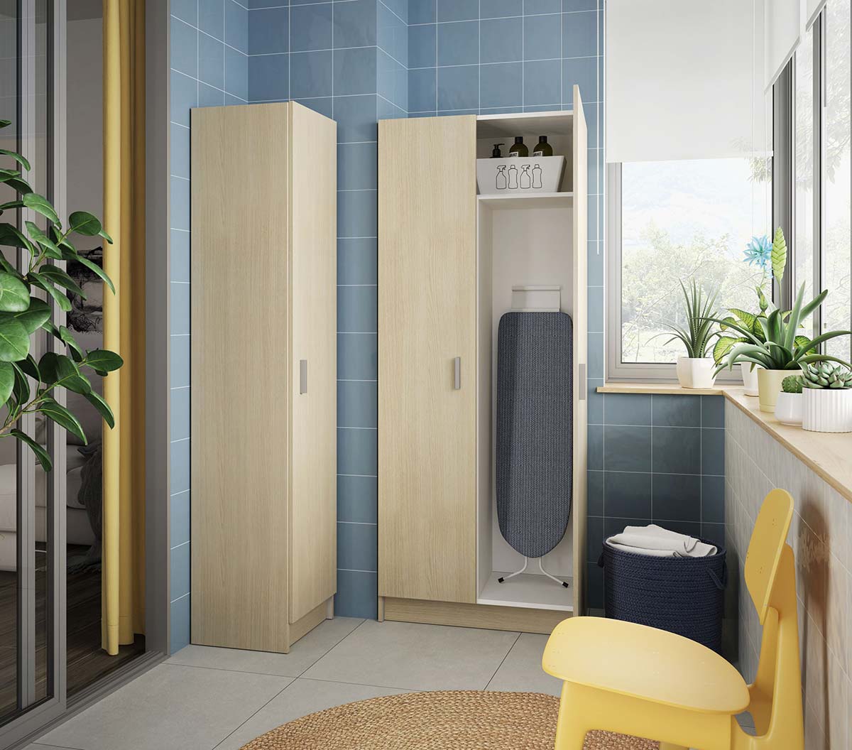 Colonna multiuso 2 ante, finitura Rovere chiaro 