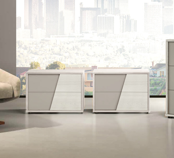 Comodini Bianco altea e Grigio seta design moderno