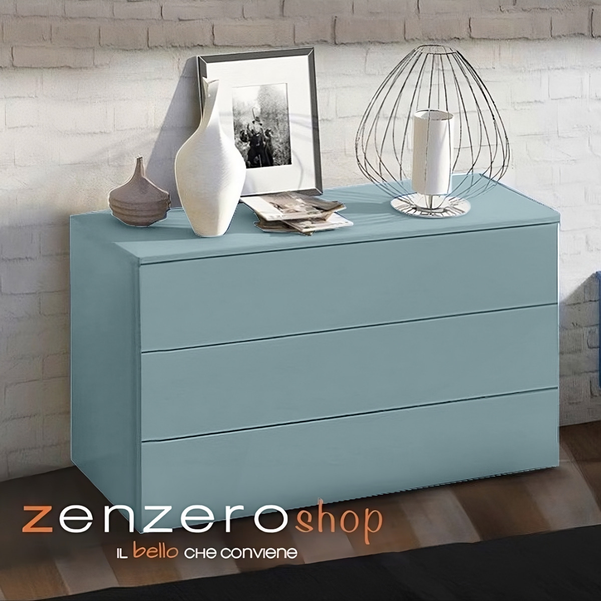 Comò moderno per camerette per ragazzi, finitura Carta da zucchero