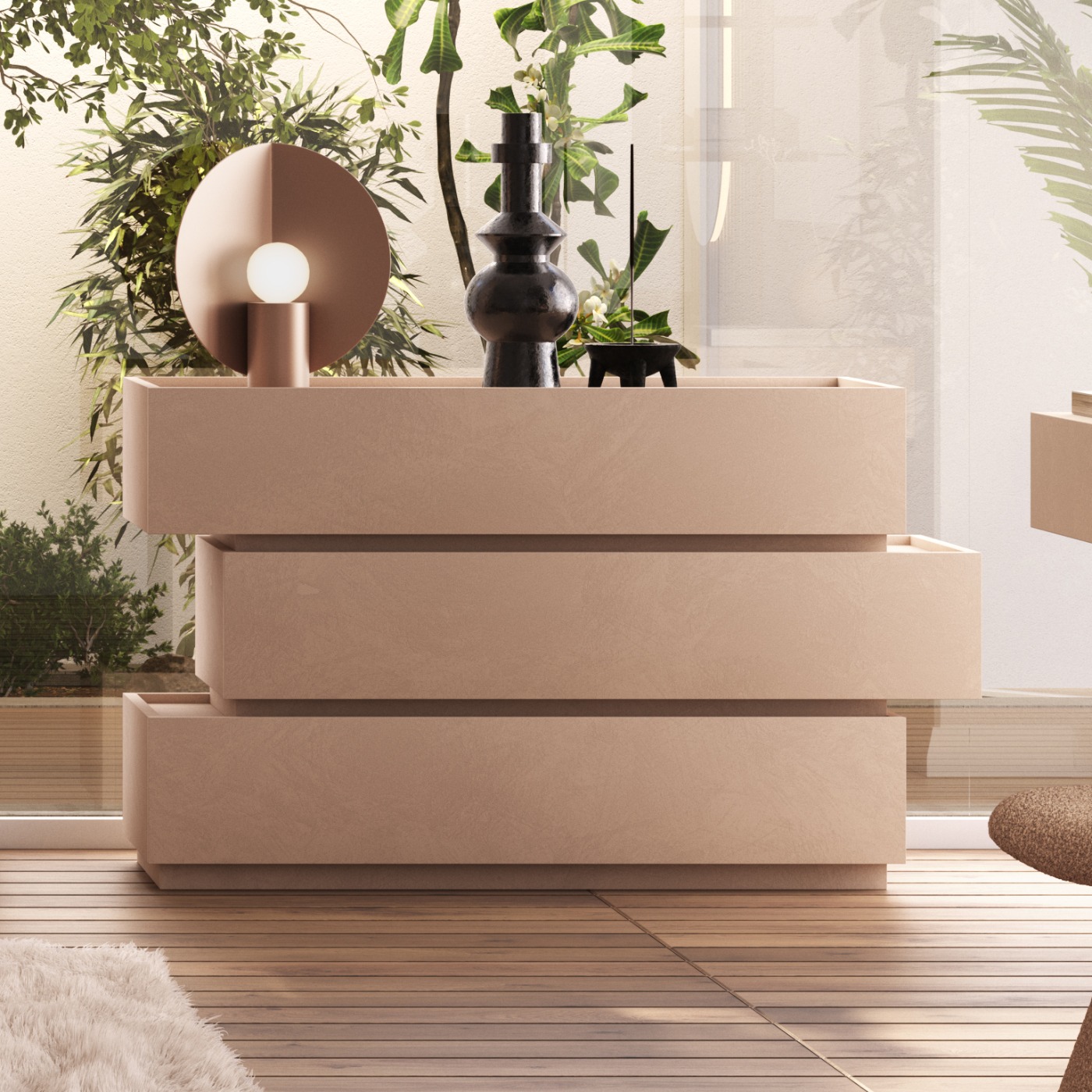 Comò Cashmere 3 cassetti, L.122, design moderno