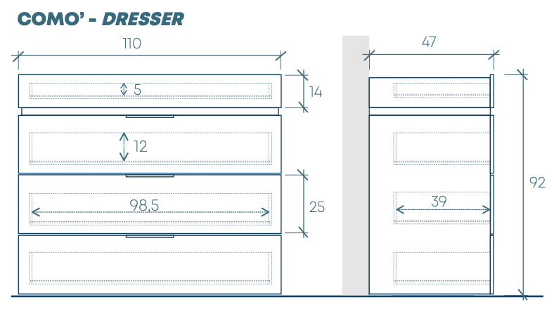 comò cashmere e antracite