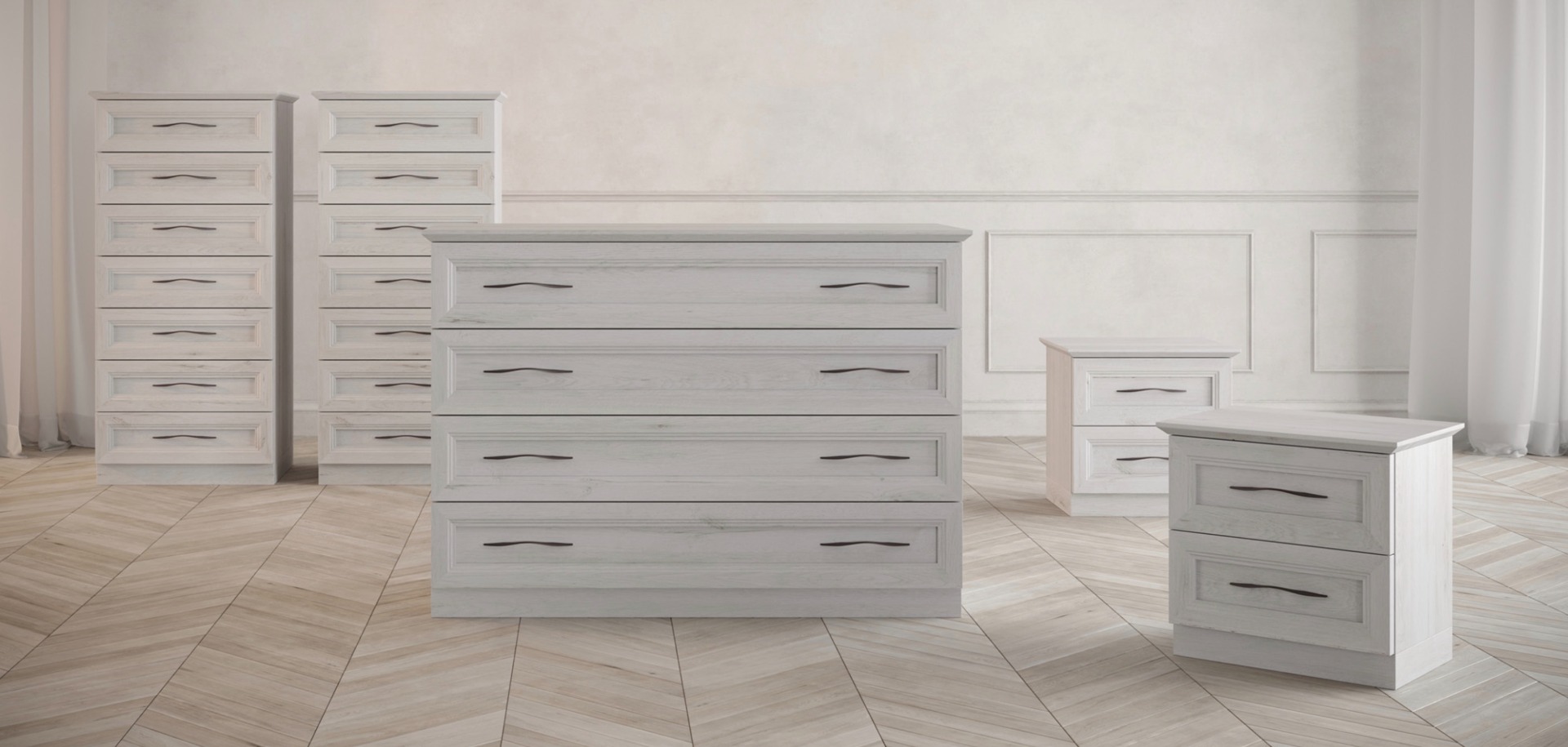 Coppia di comodini, finitura Rovere chiaro 