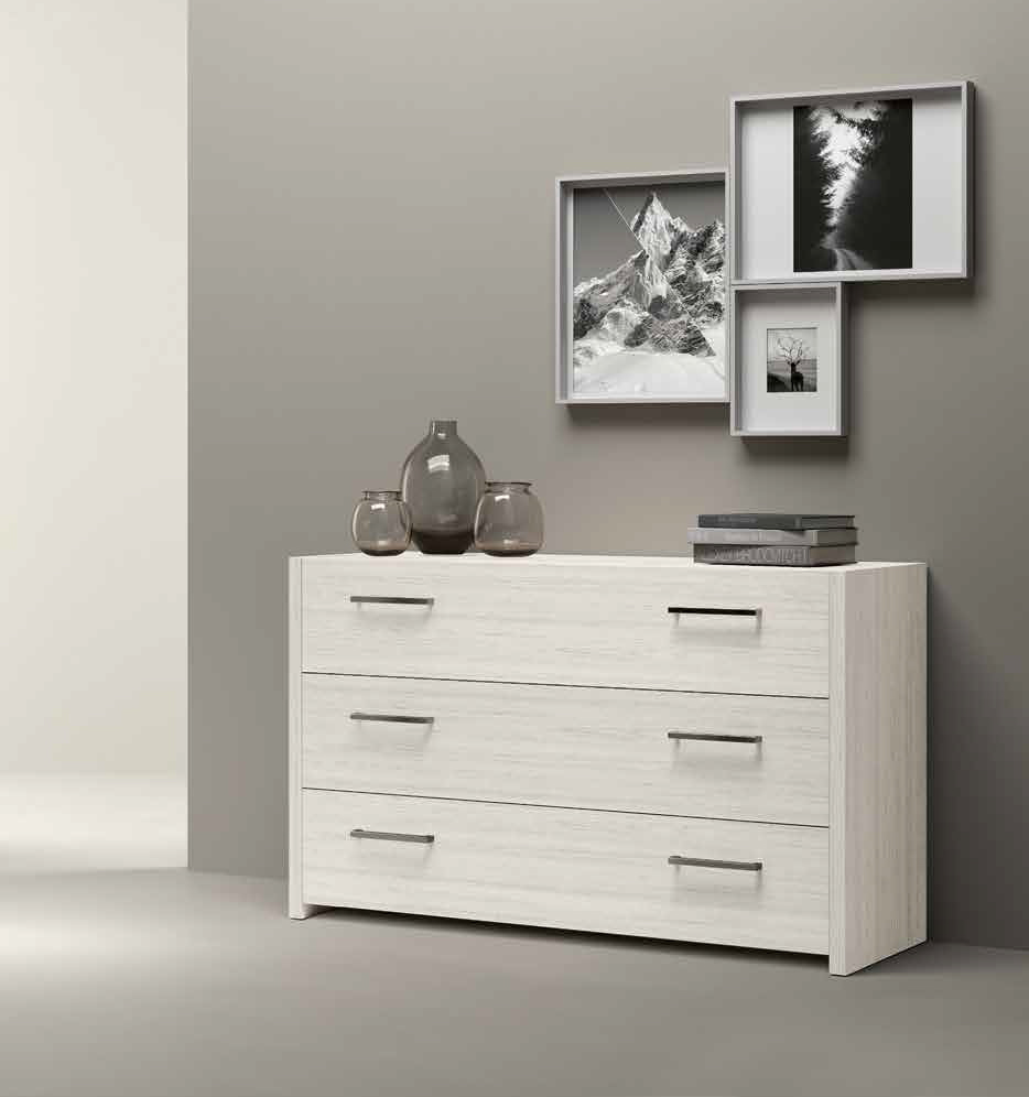 Comò Bianco altea con 3 cassetti, maniglie in metallo