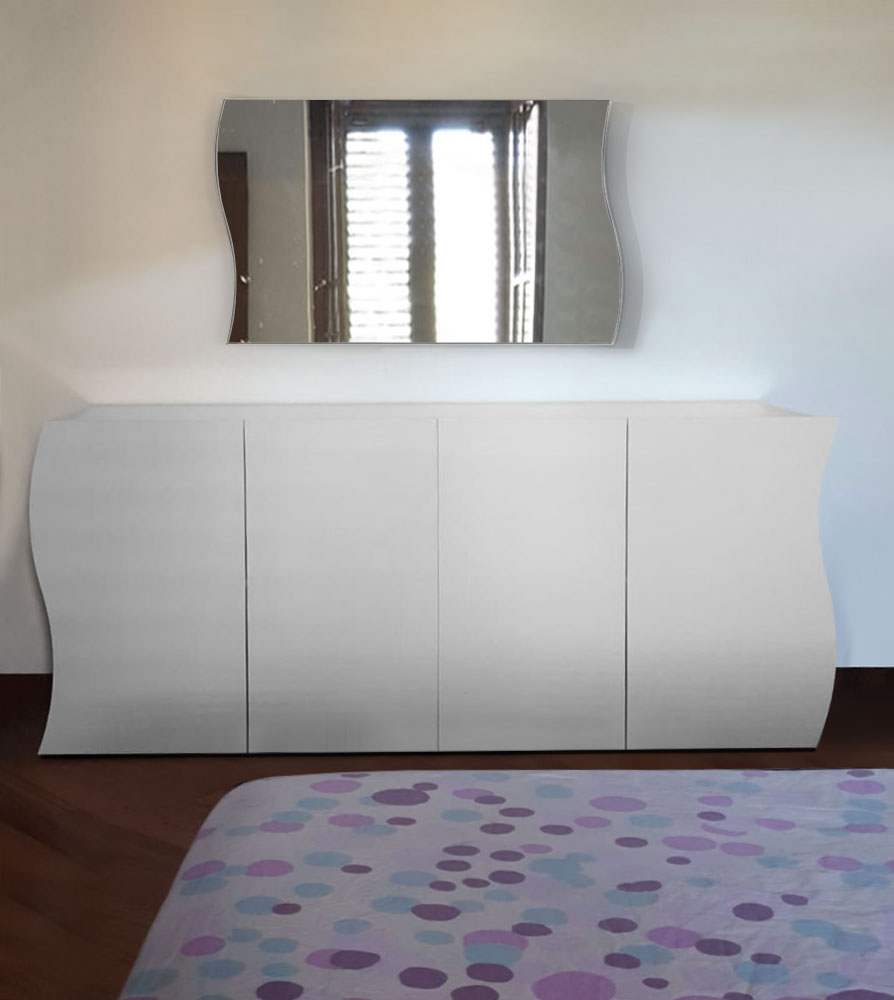 ACQUISTA ANCHE TU Madia 4 ante battenti sagomate, Bianca lucida