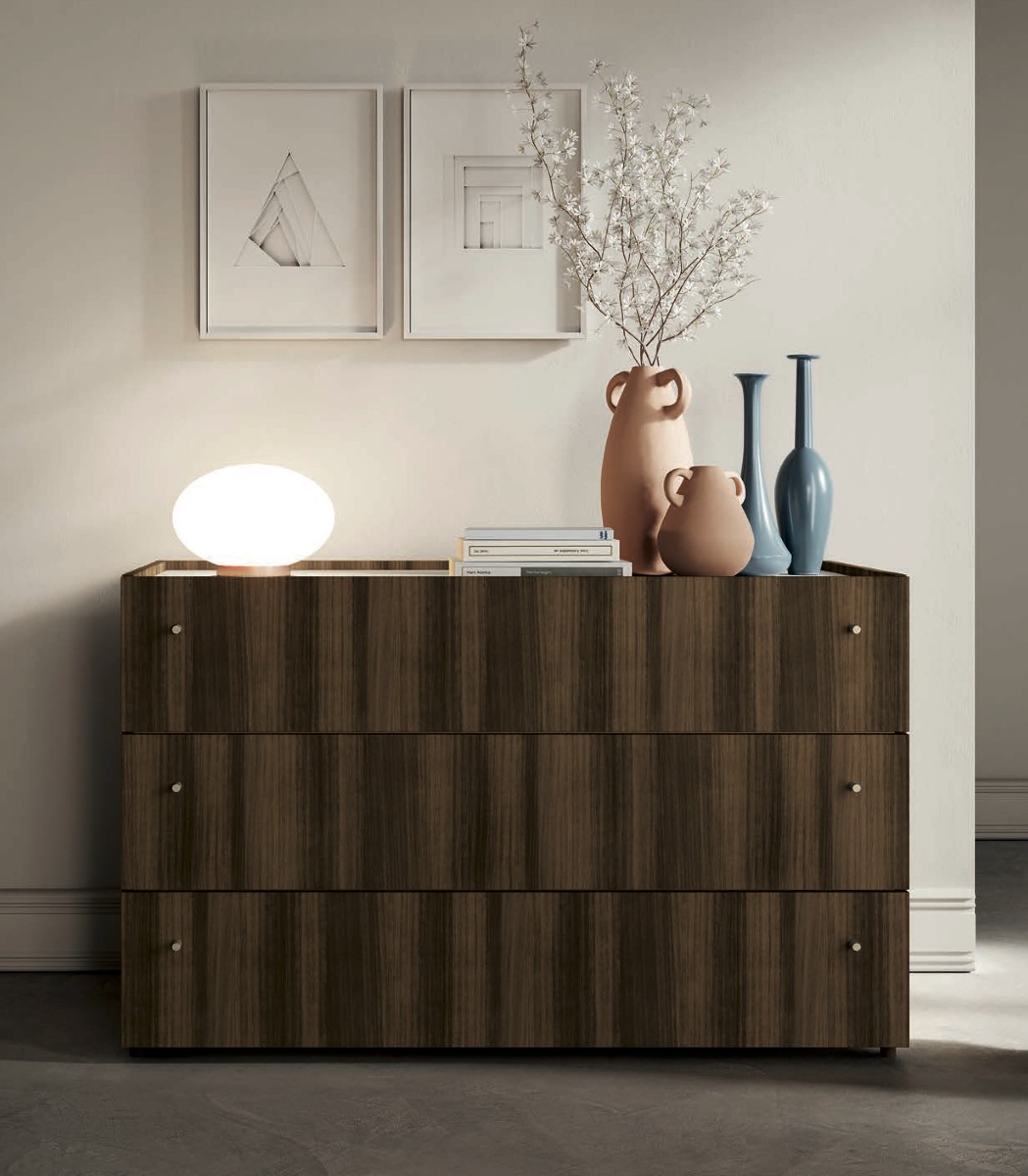 Comò moderno con 3 cassetti in finitura Eucalipto