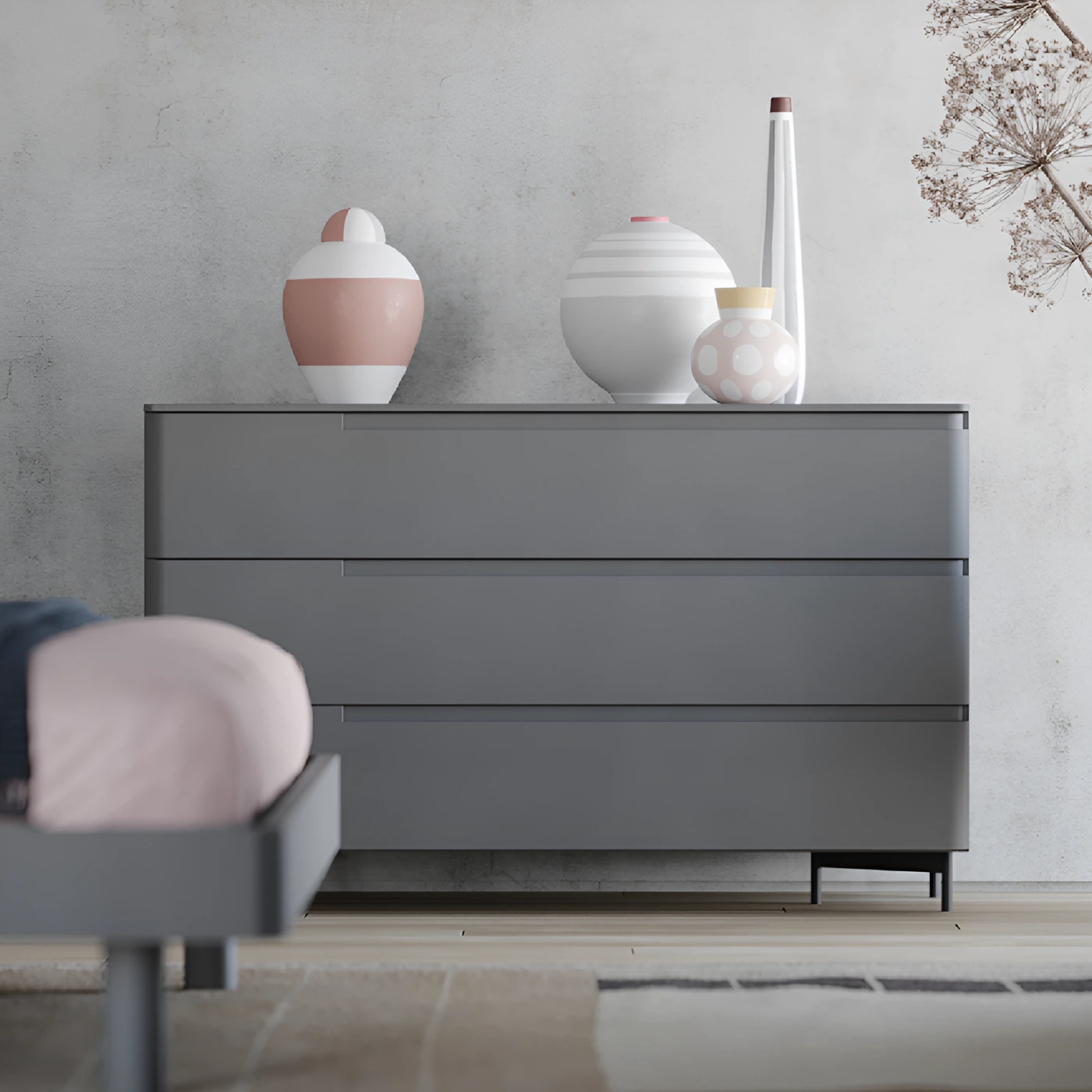 comò piombo laccato