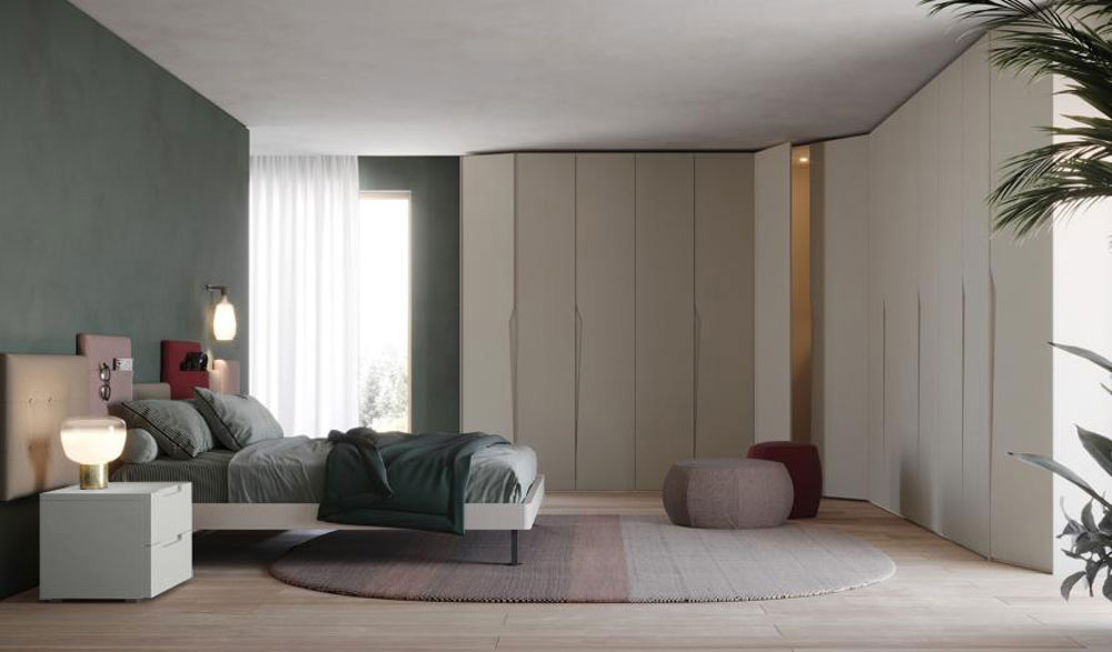 Comò moderno 3 cassetti, finitura laccato opaco Tele