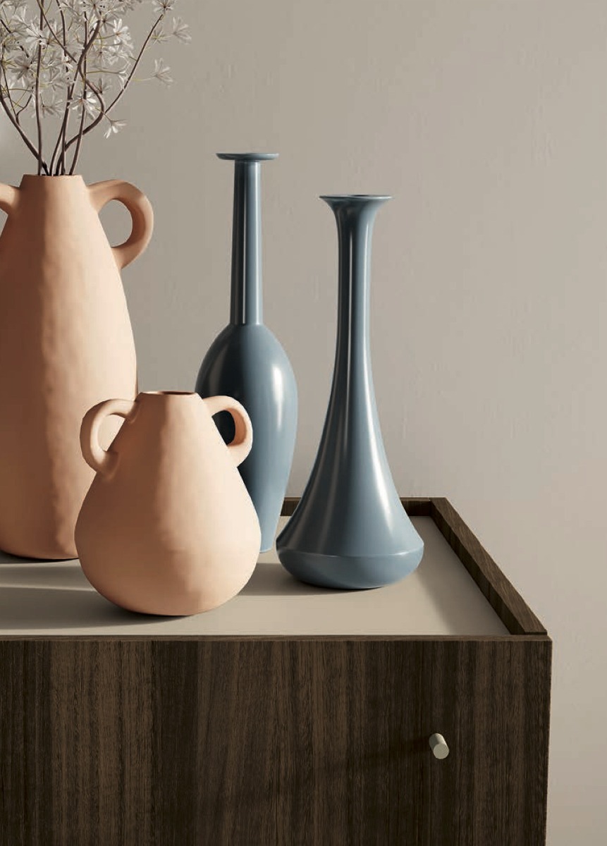 Comò moderno con 3 cassetti in finitura Eucalipto