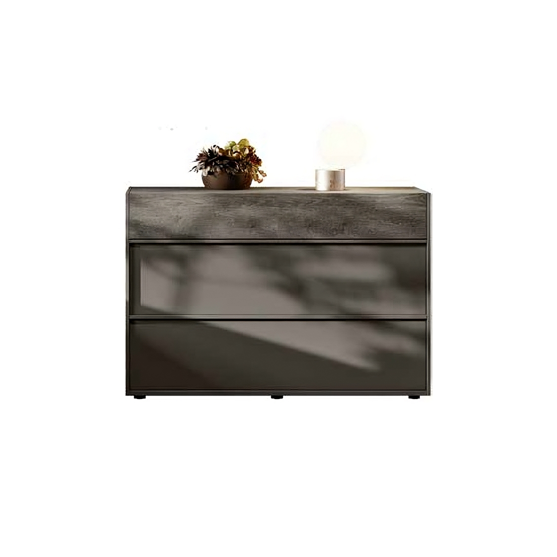 comò moderno grigio e rovere