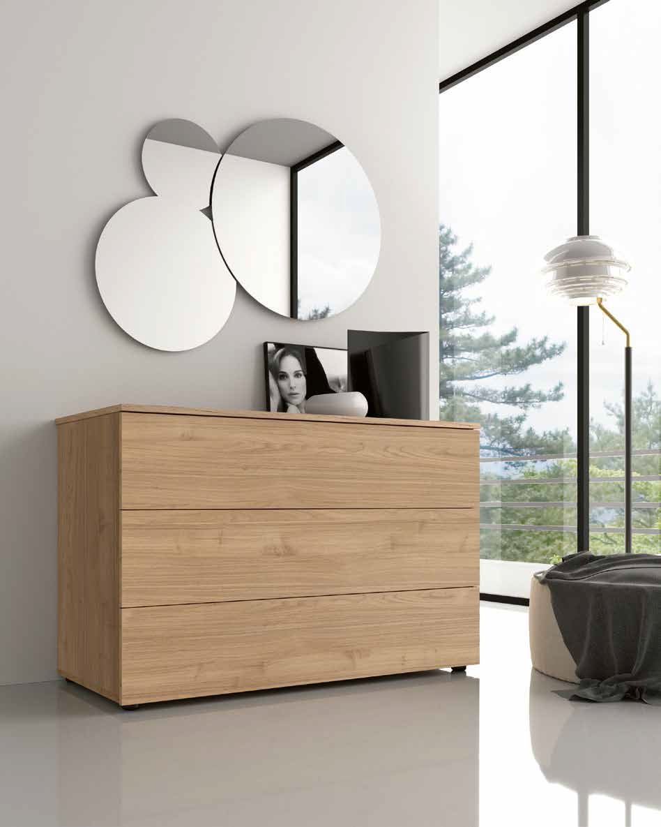 Comò Noce biondo a 3 cassetti