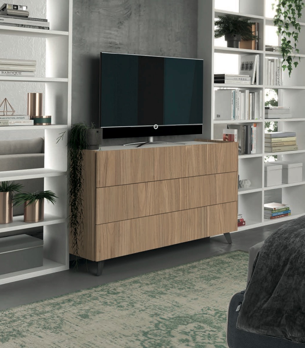 Comò noce gold, 3 cassetti