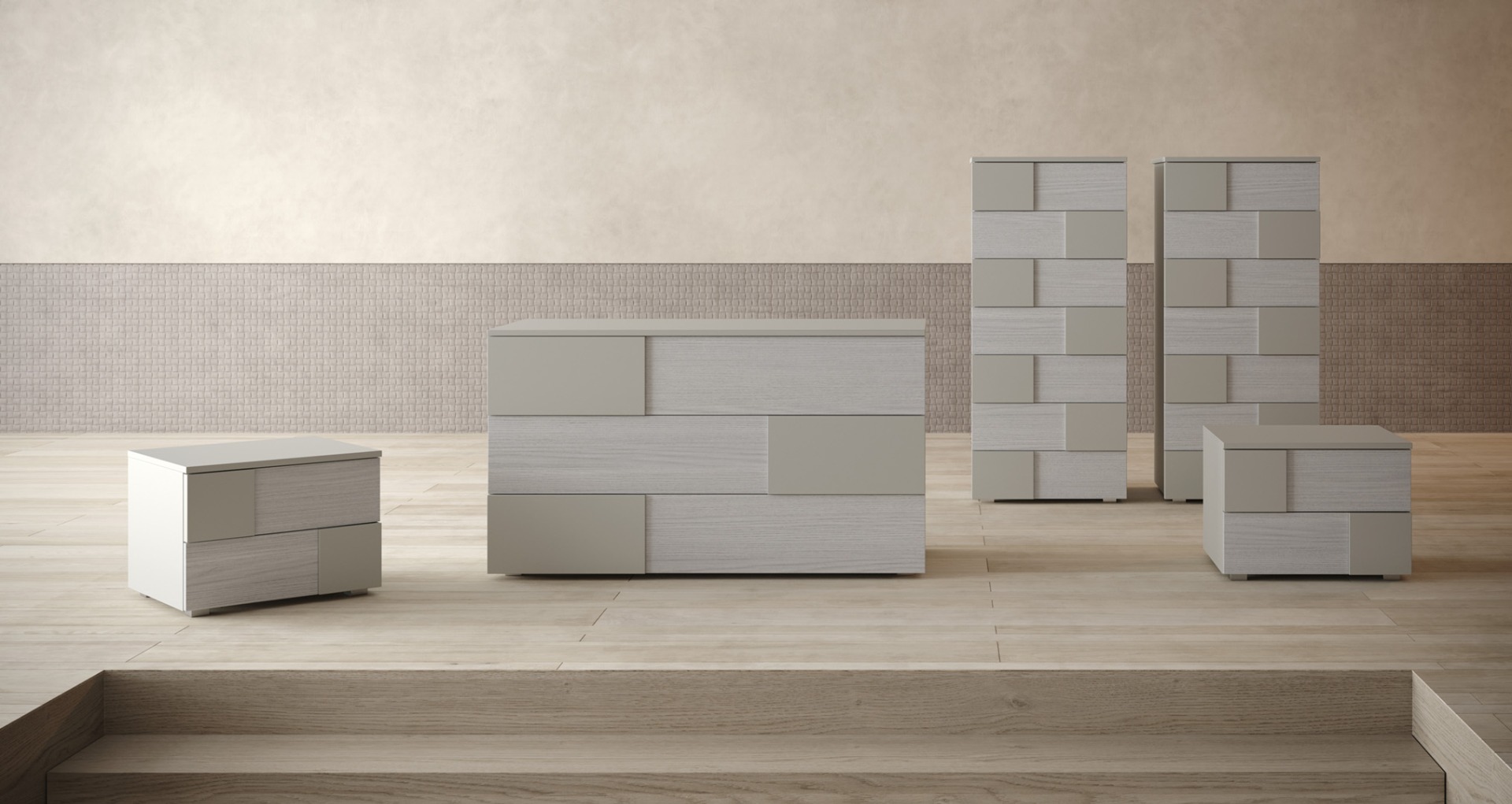 Comò Nuvola frassinato e Laccato opaco Tele