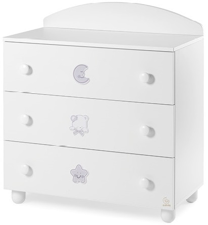 Culla moderna Grizzly con ruote, finitura bianco con decori grigi Zenzero Shop