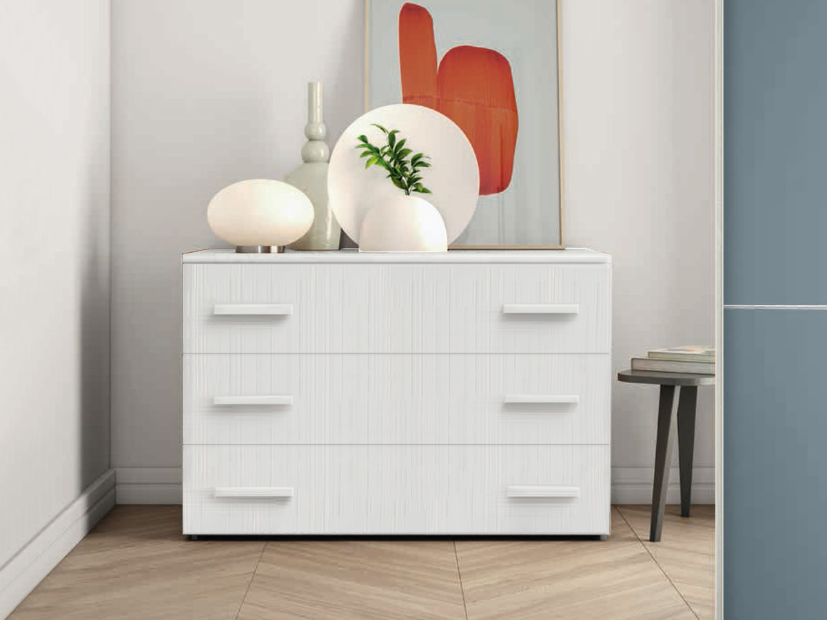 Comò Rovere Bianco con 3 cassetti