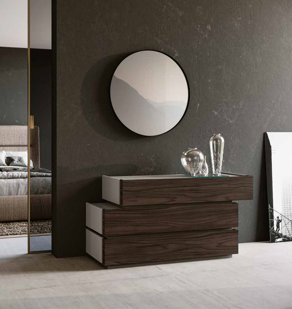 Comò Palawan sfalsato Grigio cenere e Noce moro