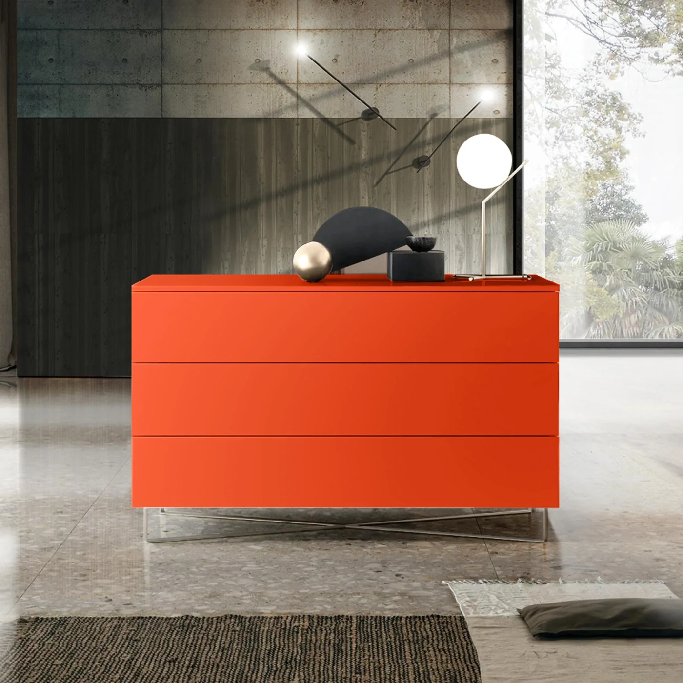 comò laccato arancione