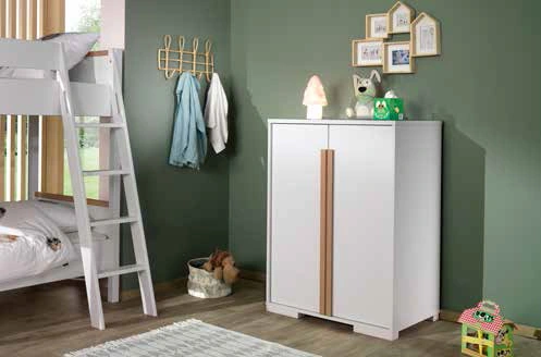 Cameretta completa con armadio 3 ante, letto e comodino pino e bianco