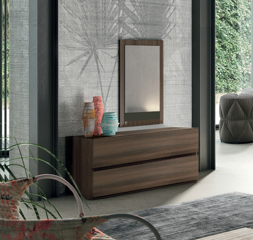 comò a 2 cassetti quercia