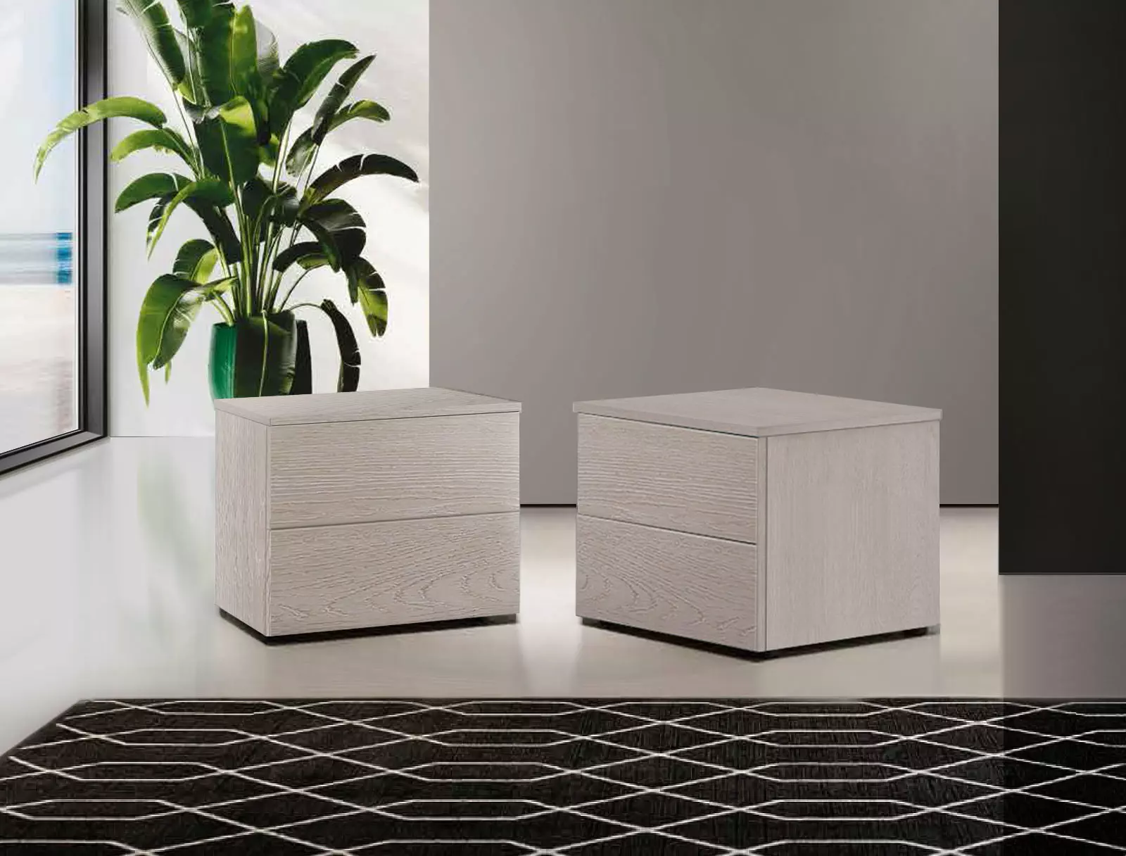 comodini 2 cassetti rovere gessato