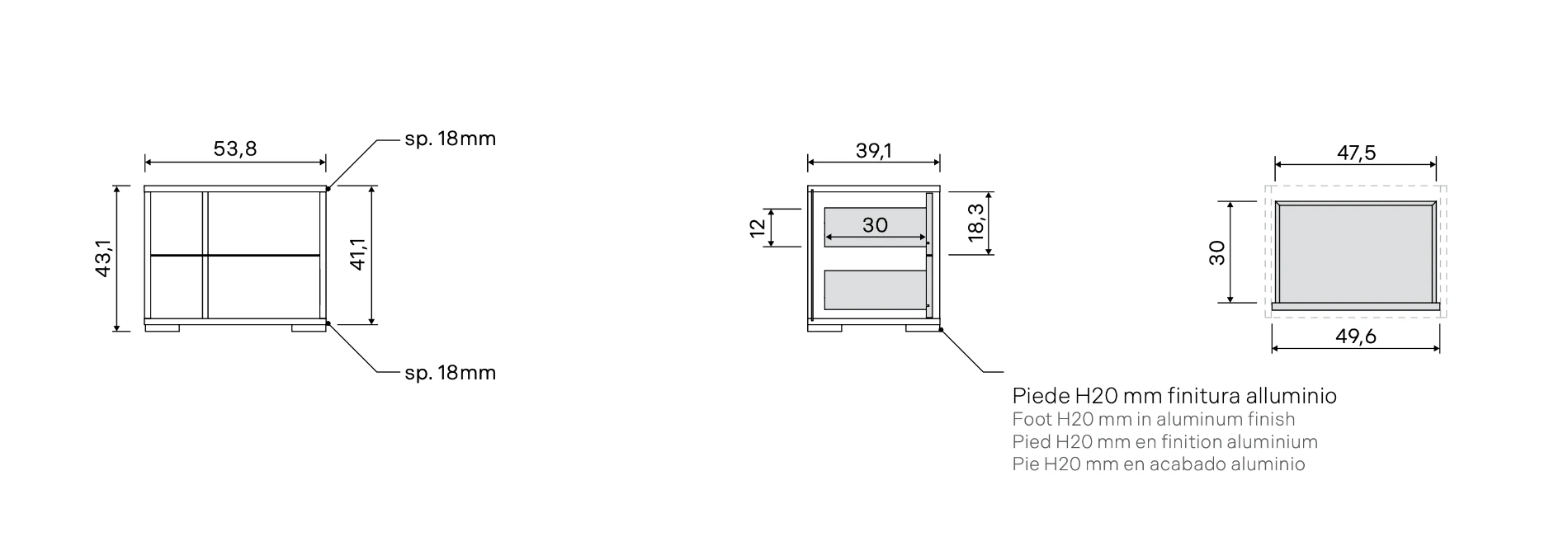 Comodino Noce biondo e Orzo, maniglie cannettate