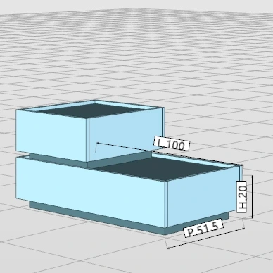 Comodini 2 cassetti, Laccato Ceruleo e Celeste, L.100 Zenzero Shop