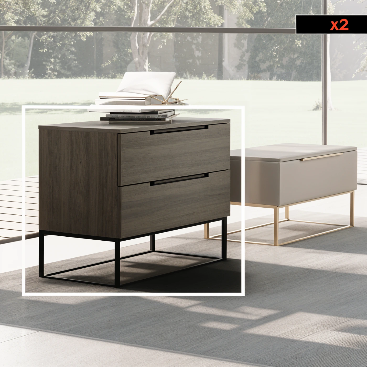 comodini rovere grigio