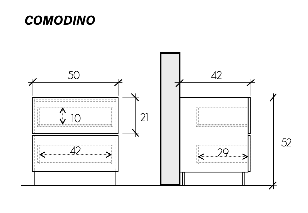 Camera matrimoniale armadio, letto e comodini, Cashmere e Noce caramello